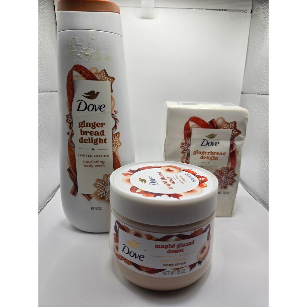 Dove Soaps Holiday Edition Gingerbread Delight & Maple Glazed Donut- NEW
